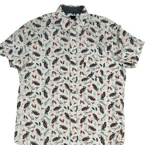 J. Crew Hawaiian strata golf On Off White Short Sleeve Men Shirt Size L
